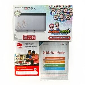 Mario & Luigi Dream Team Silver Nintendo 3DS XL Console Box + Quick Guide ONLY